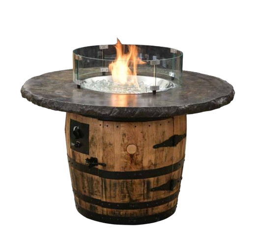 William Sheppee Outdoor Fire Pit Barrel Table with Black Rings - SHO204