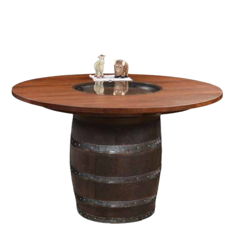 William Sheppee High Quality Barrel Counter Table w/ Top Glass Insert