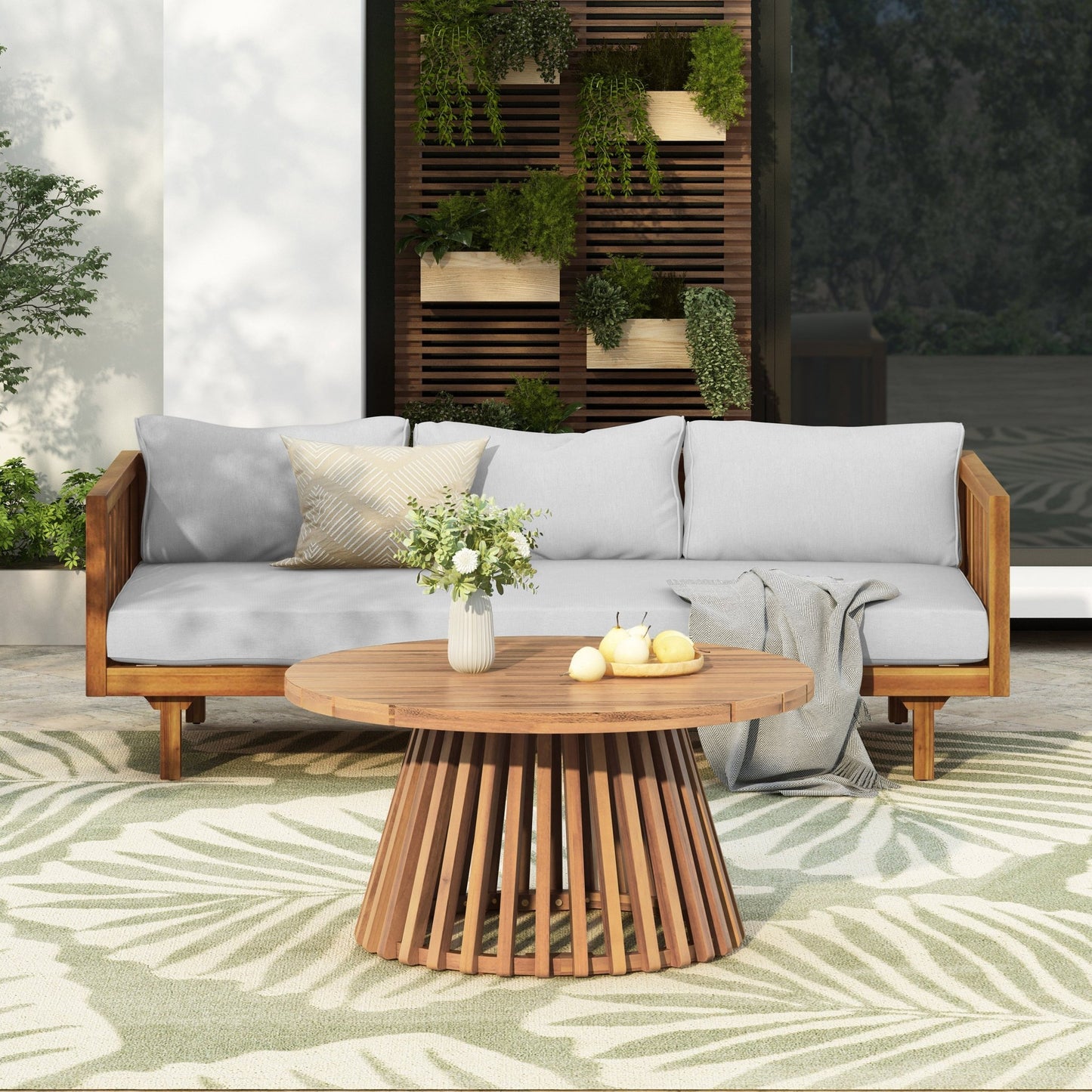 Acacia Wood Outdoor Daybed and Coffee Table Set - 1st Choice Furniture Direct