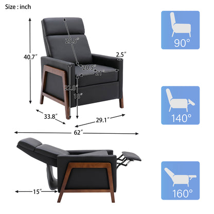 1st Choice Wood-Framed PU Leather Recliner Adjustable  Home Chair