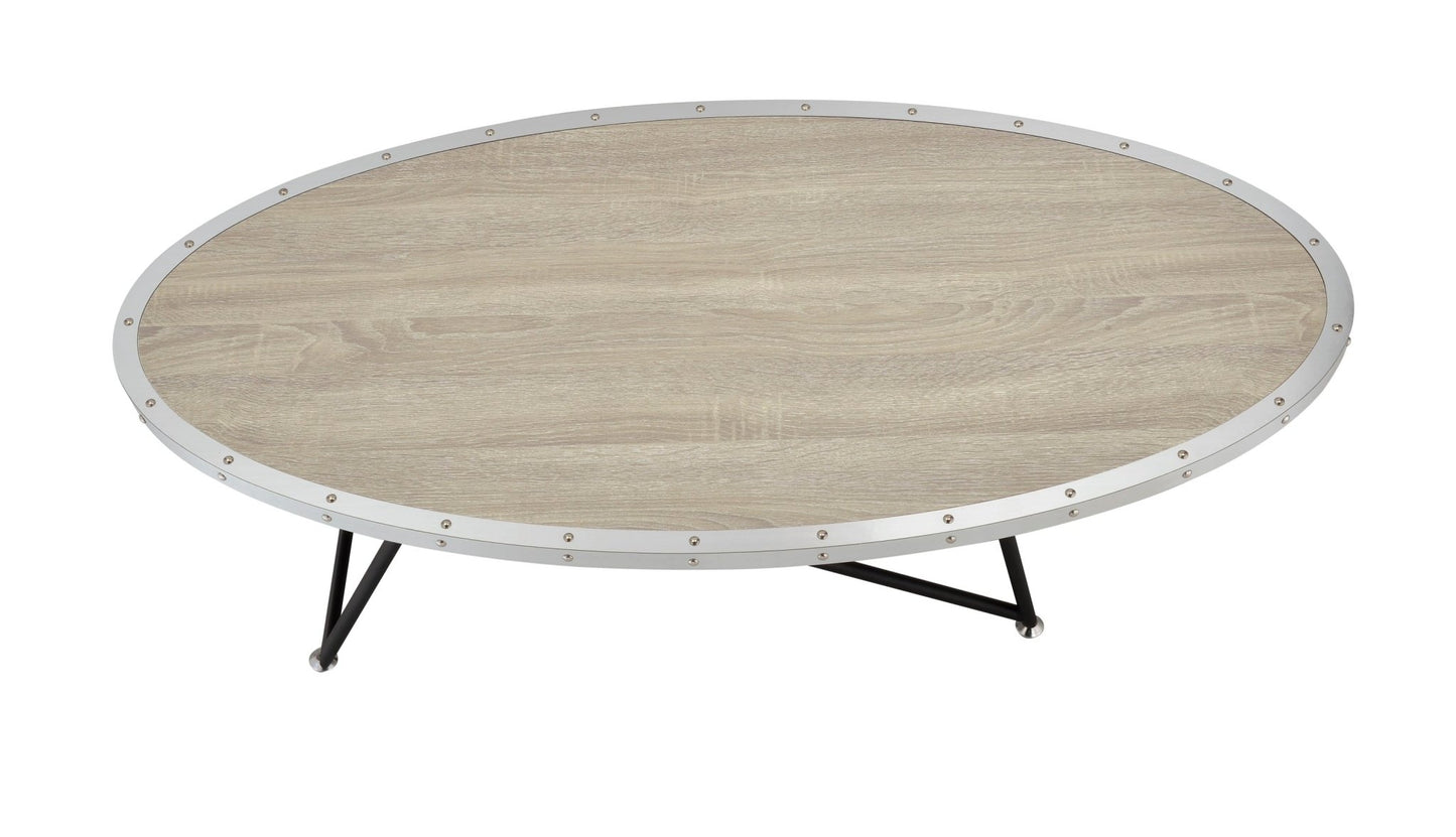 Allis Weathered Gray Oak & Metal Finish Coffee Table - 1st Choice Furniture Direct