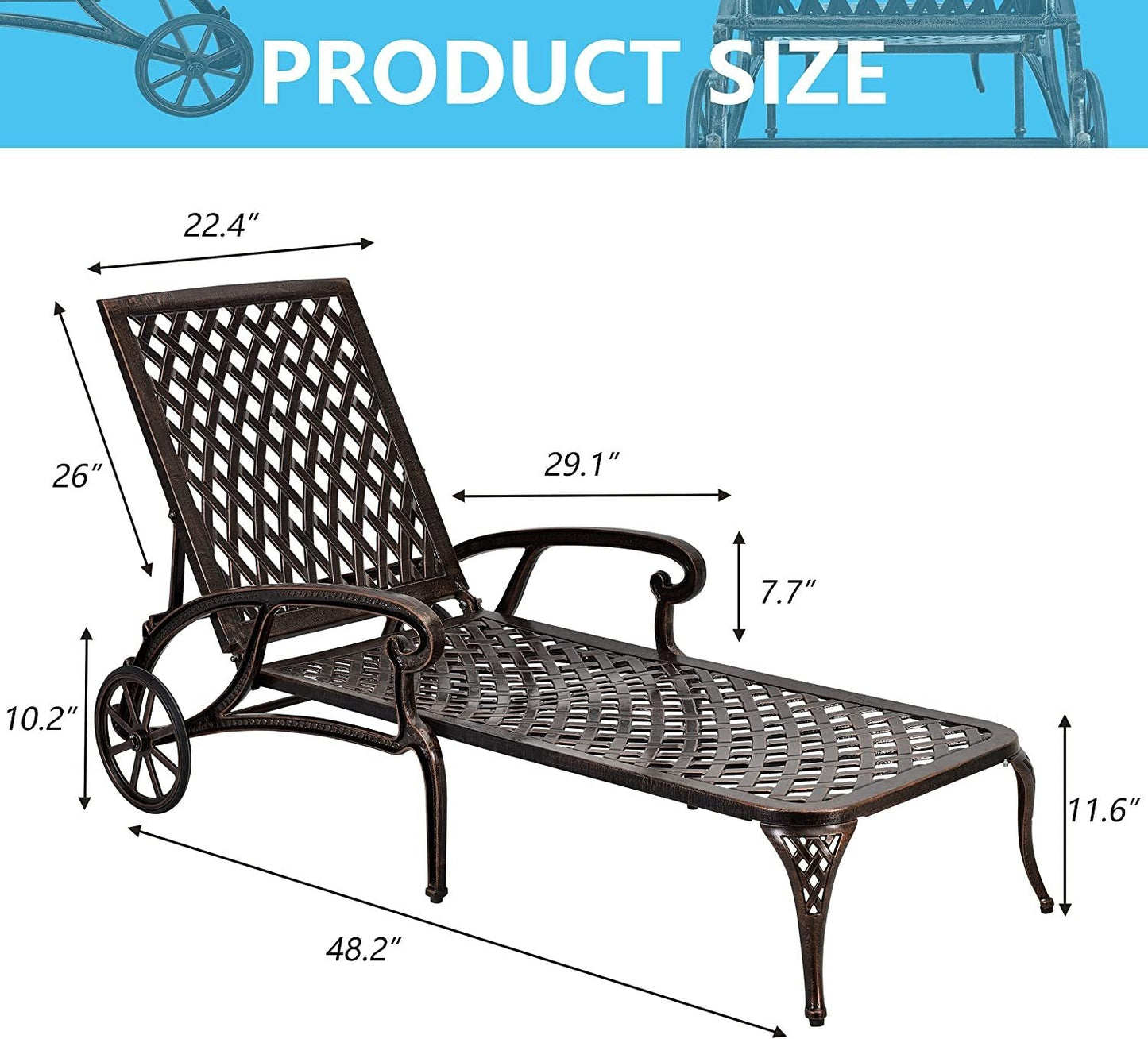 Aluminium Cast lounge chair 1pcs brown - 1st Choice Furniture Direct