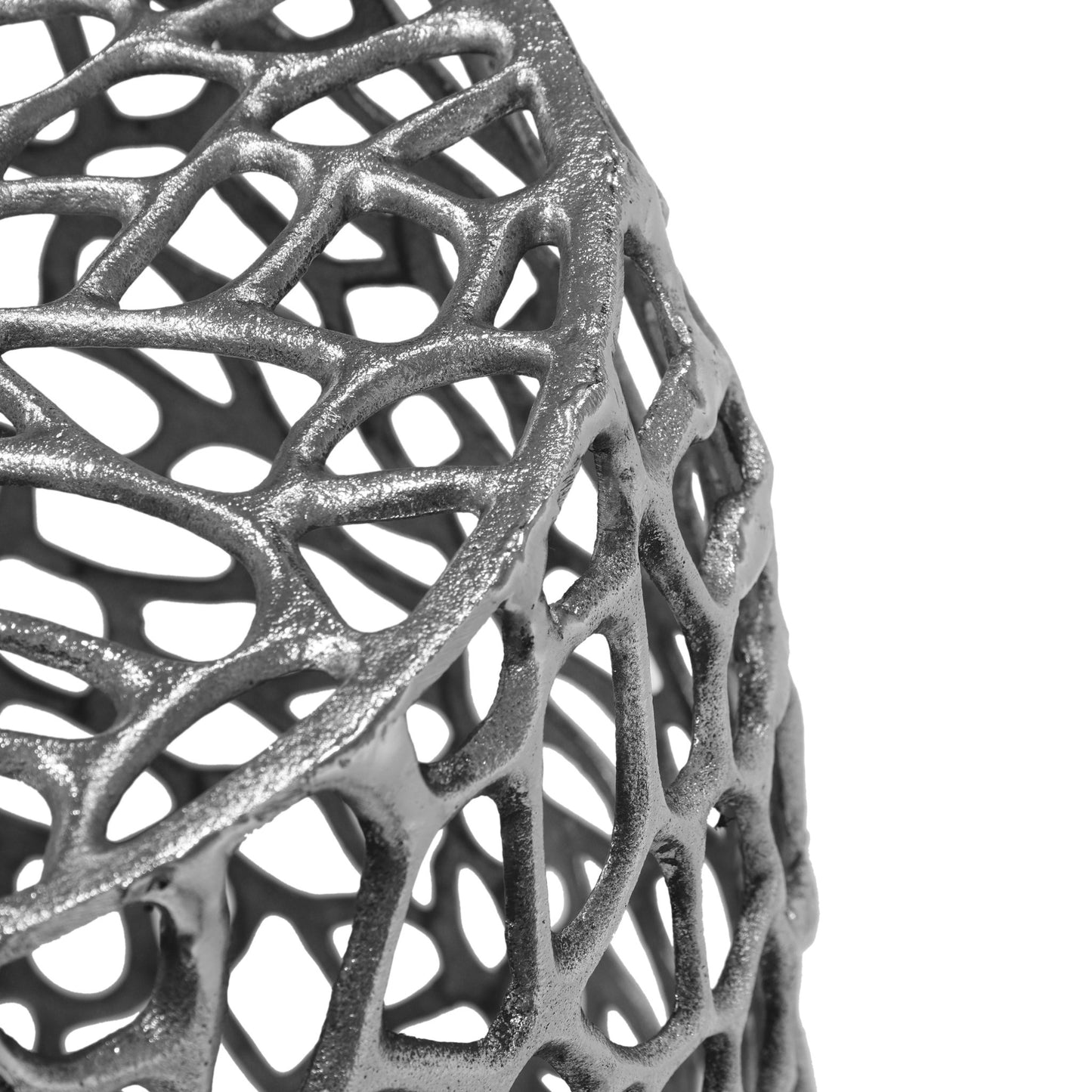 Aluminum Drum End Table with Intricate Design - Silver Nickel - 1st Choice Furniture Direct