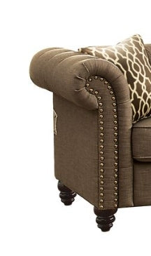 Aurelia Brown Linen Loveseat W/2 Pillows - 1st Choice Furniture Direct