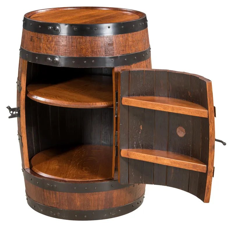 Authentic Whiskey Barrel Cabinet, Handcrafted Bourbon Storage - 1st Choice Furniture Direct