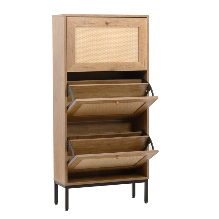 1st Choice 3 Flip Drawer Shoe Cabinet Rattan Shoe Cabinet Organizer