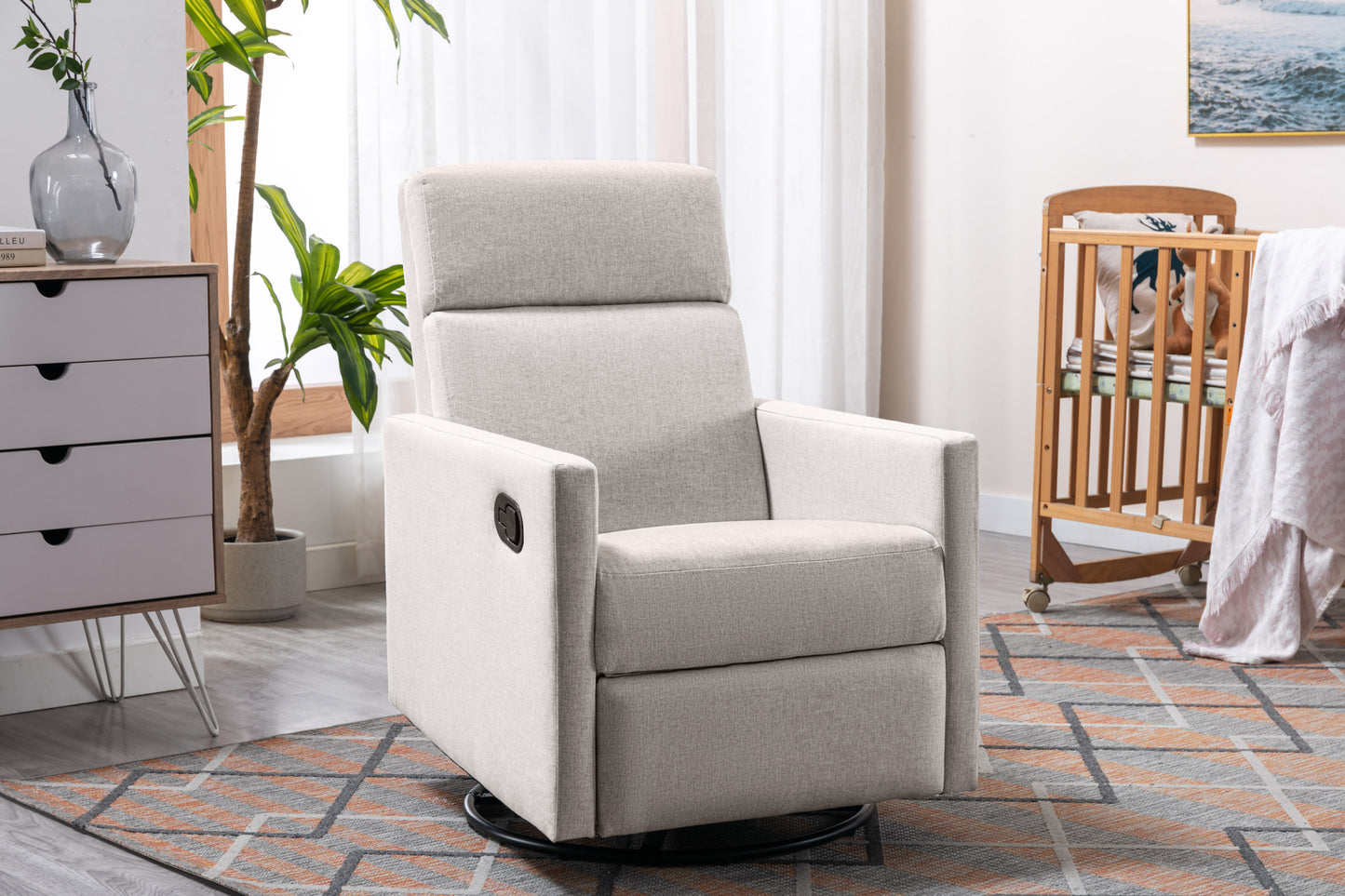1st Choice Rocker Nursery Chair Plush Seating Glider Swivel Recliner