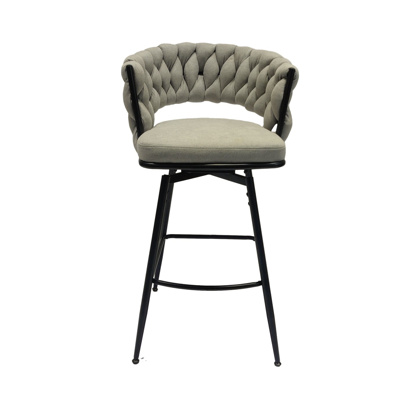 1st Choice Luxurious Grey Linen Swivel Bar Stools with Back Footrest