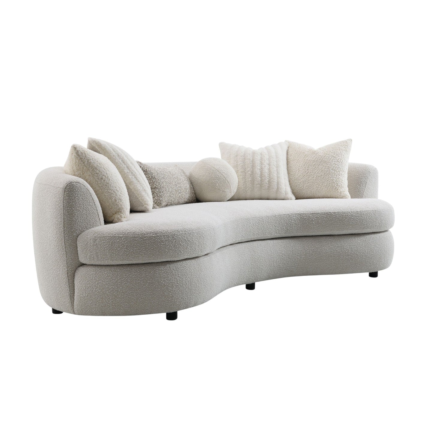 Beige Bouclé 3-Seater Sofa with Accent Pillows - 1st Choice Furniture Direct