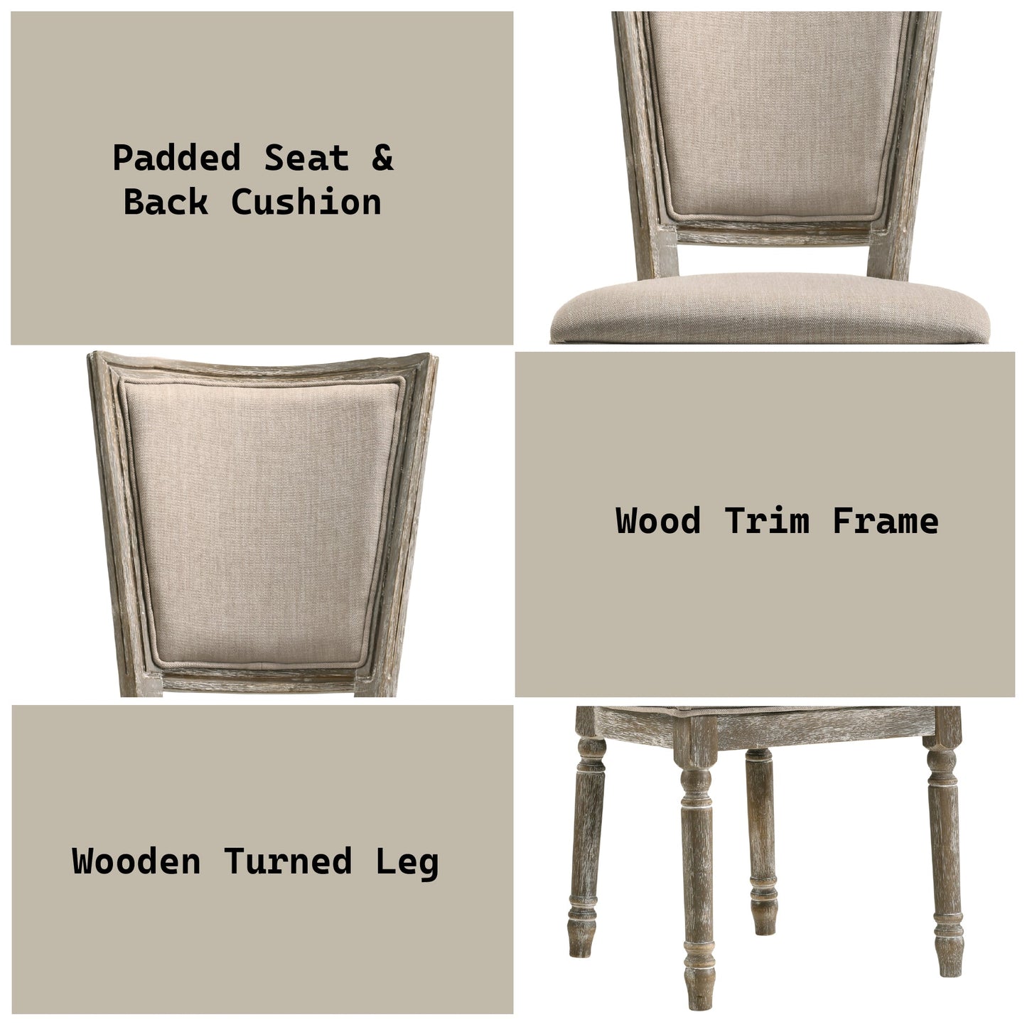 Beige & Gray Upholstered Dining Chair with High Back - 1st Choice Furniture Direct