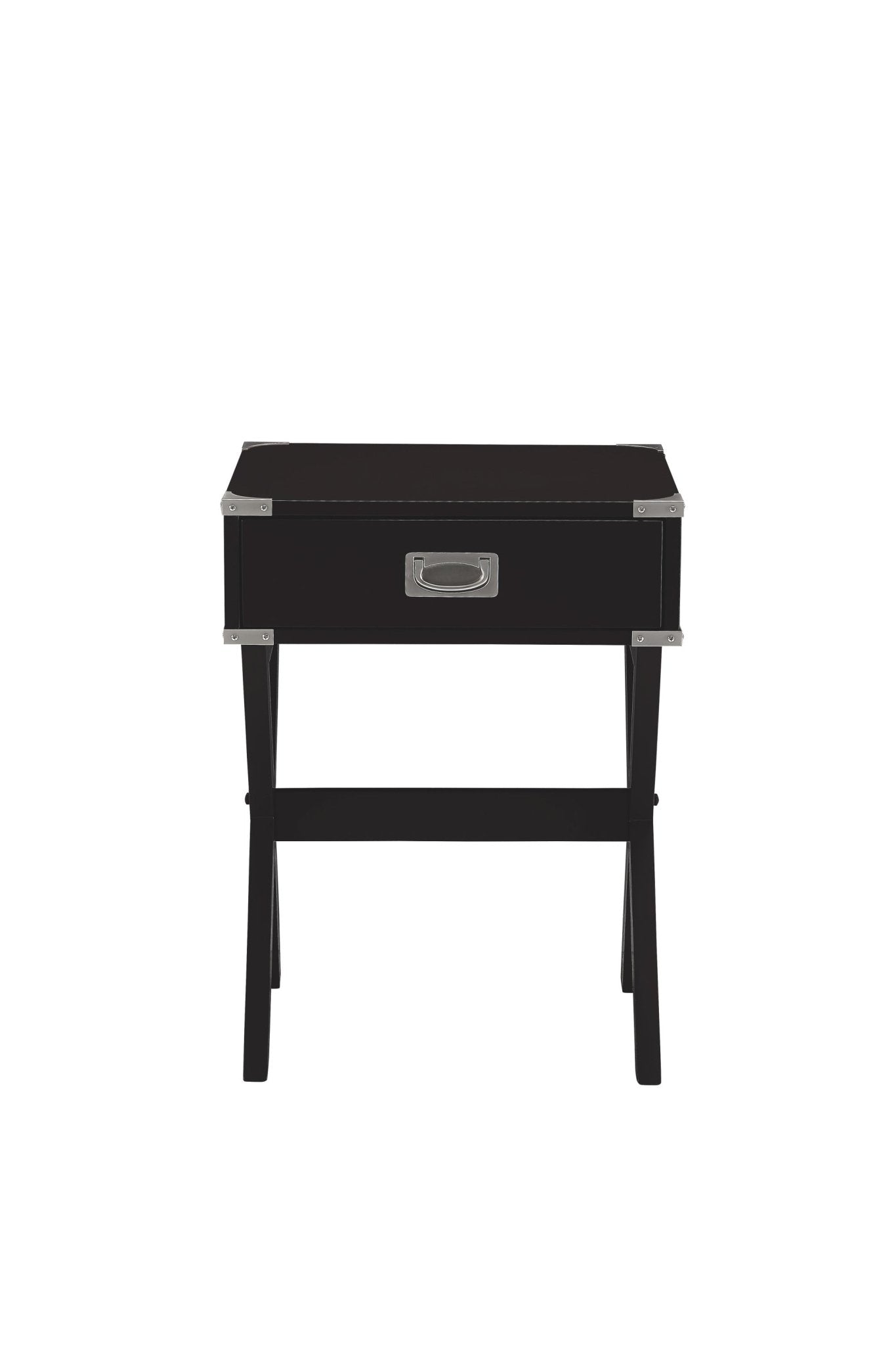 Black End Table with Storage Drawer and X-Base - 1st Choice Furniture Direct