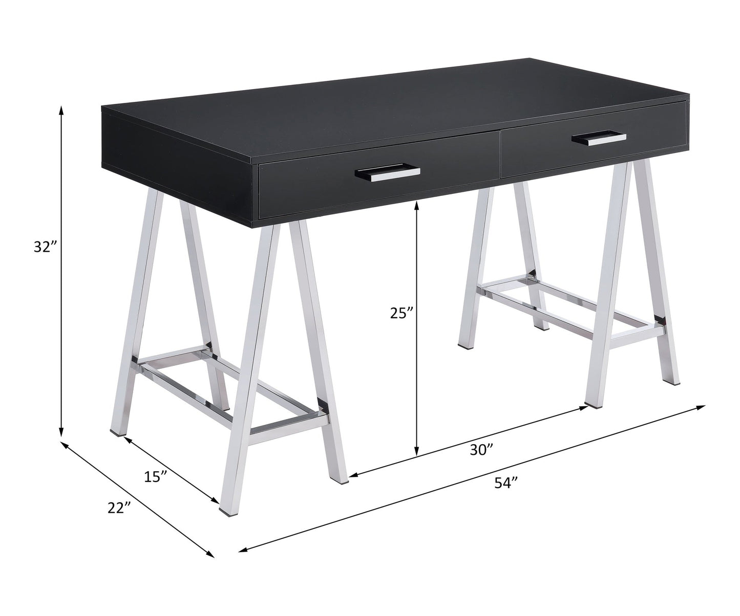 Black Writing Desk with USB Ports & 2 Drawers - 1st Choice Furniture Direct