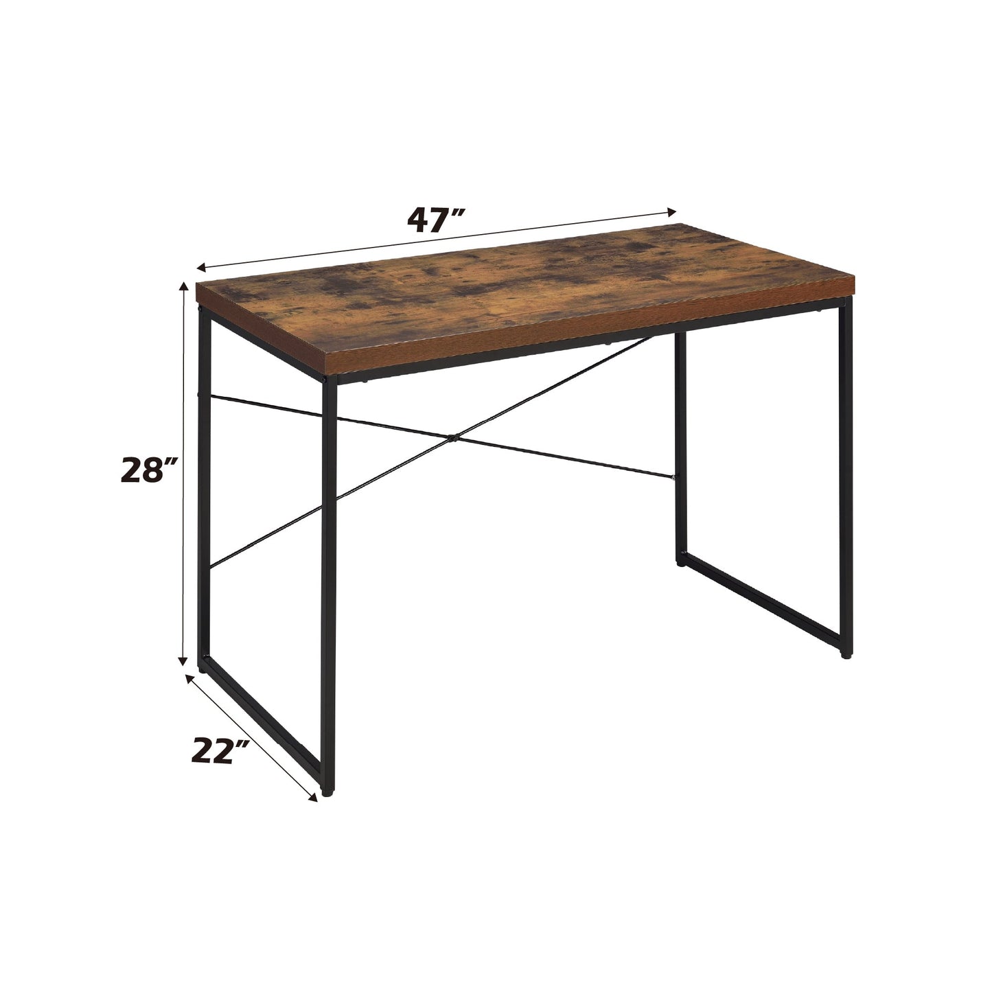 Bob Weathered Oak & Black Finish Writing Desk/Dressing Table/Game Table/Small Dining Table w/ Metal Legs - 1st Choice Furniture Direct