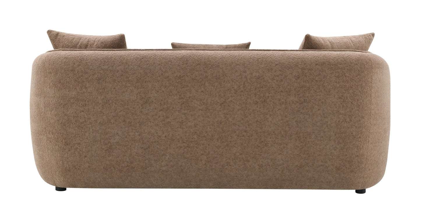 Brown Chenille 3-Seater Sofa with Accent Pillows - 1st Choice Furniture Direct