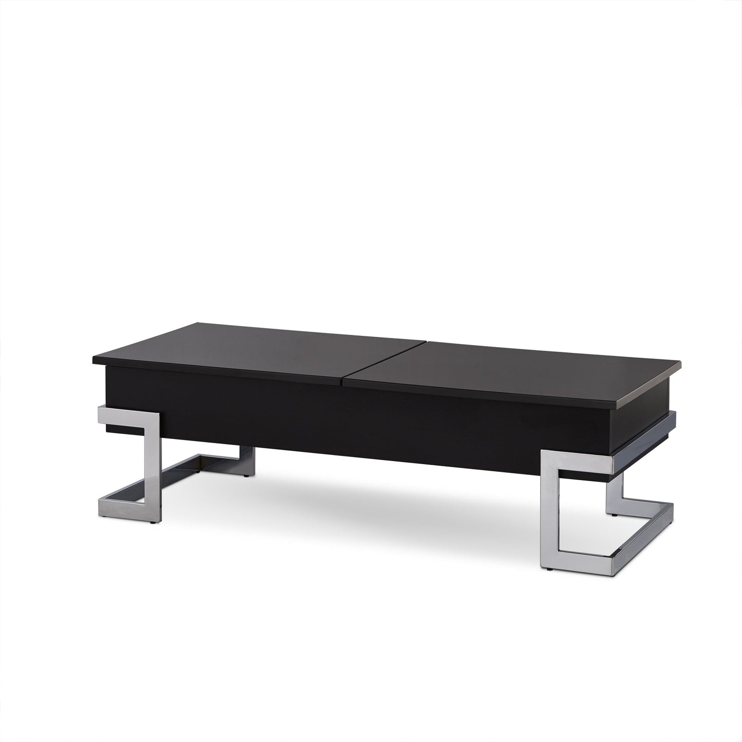 Calmam Black High Gloss & Chrome Finish Coffee Table with Lift Top and Hidden Storage - 1st Choice Furniture Direct