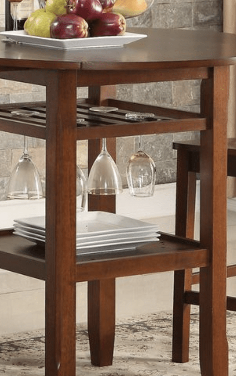 Cherry Round Counter Height Dining Table with Drop Leaves - 1st Choice Furniture Direct