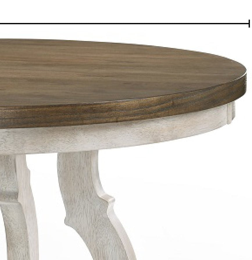 Cillin Walnut & Antique White Finish Round Dining Table - 1st Choice Furniture Direct
