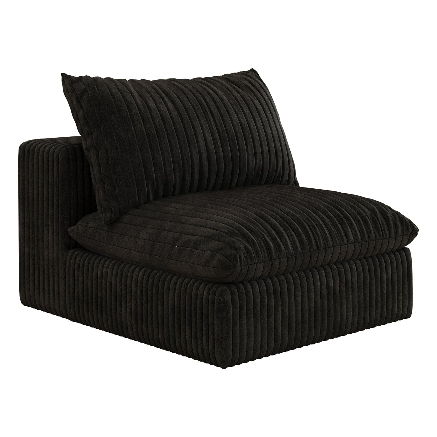 Cloud Sofa,Corduroy Fabric,Deep Seat Couches,Double - layer design,Removable Cushion,No Assembly, DIY Combination for Living room, Bedroom,Conference room ,Apartment,Black - 1st Choice Furniture Direct