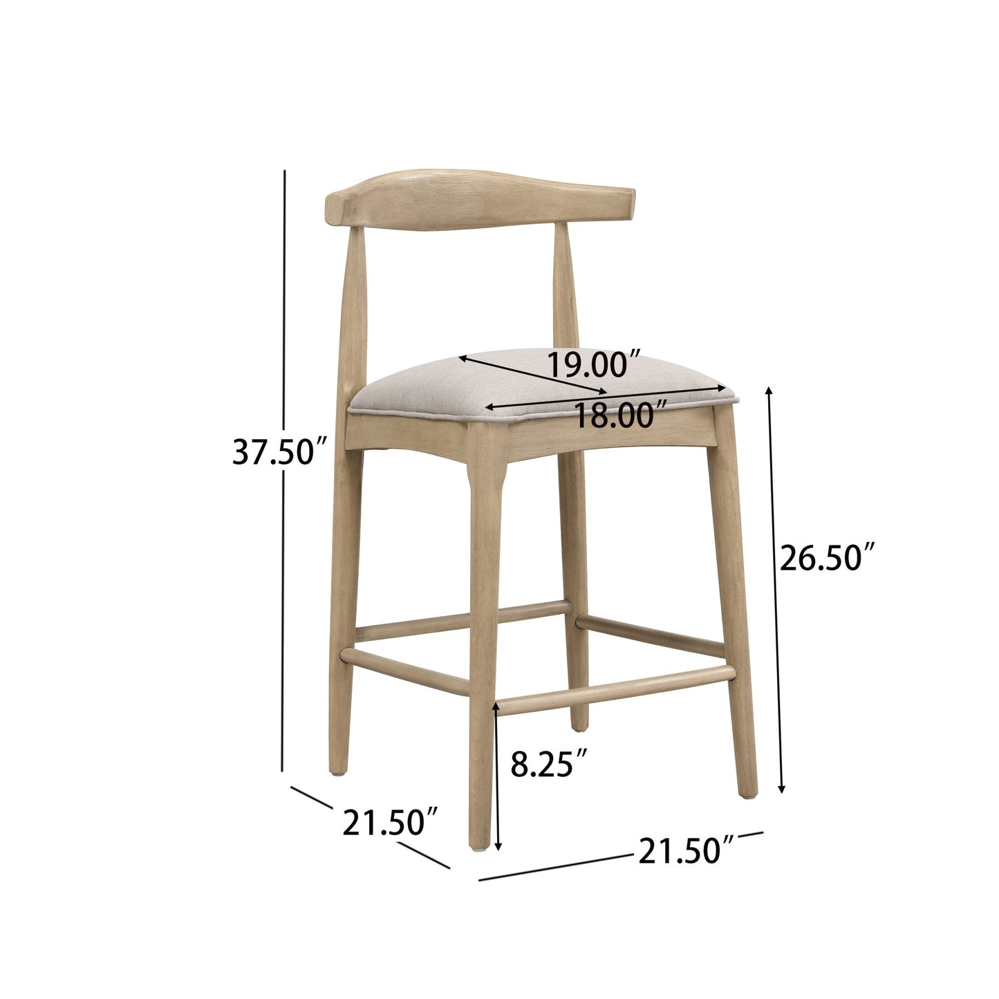 COUNTER STOOL IN PEBBLE FABRIC (SET OF 2) - 1st Choice Furniture Direct