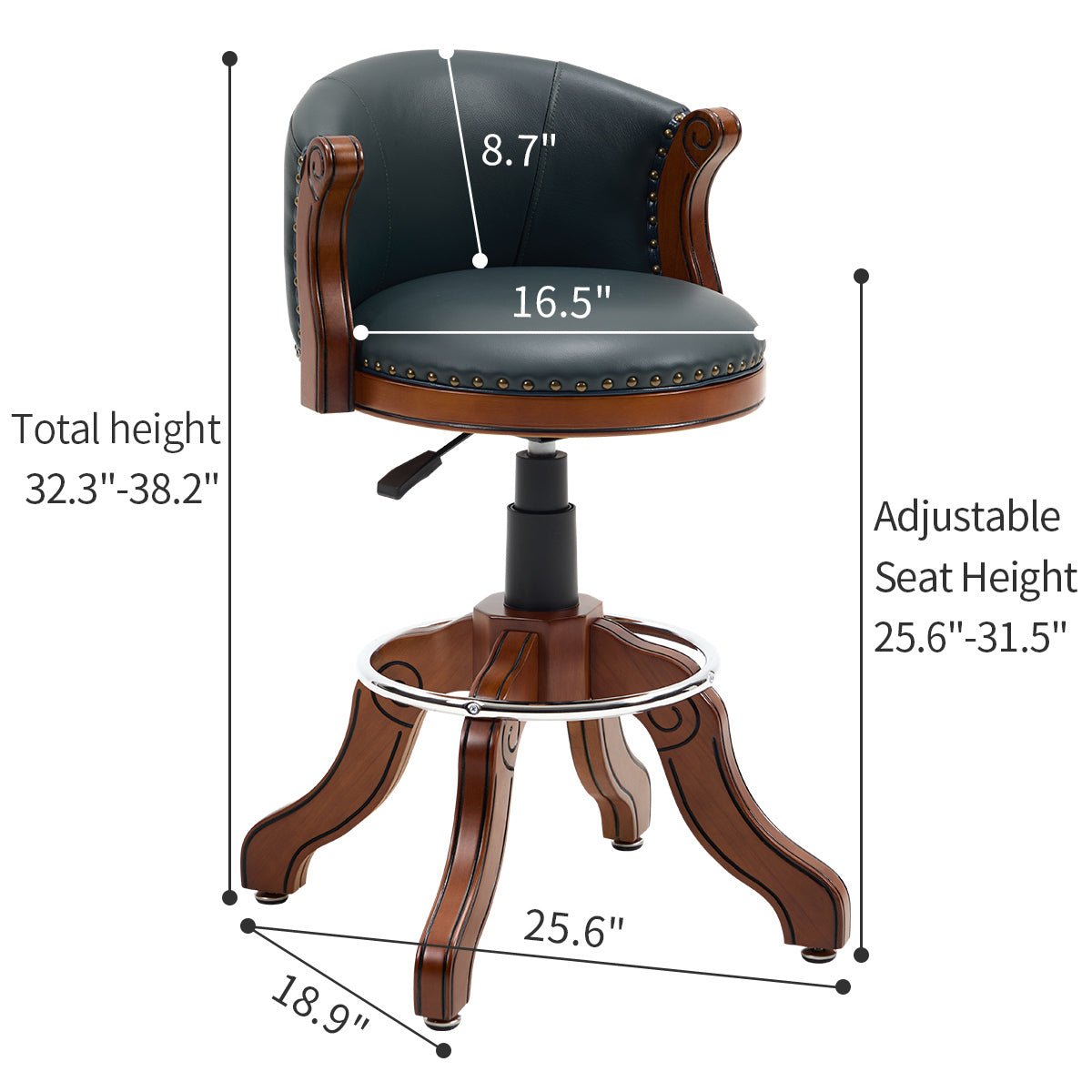 Cow top Leather Wooden Bar Stools, 360 Degree Swivel Bar Chair with Backs,Bar height Couner Height Barstools for Home Kitchen Dining Room and Bar Room(blue 1pc) - 1st Choice Furniture Direct