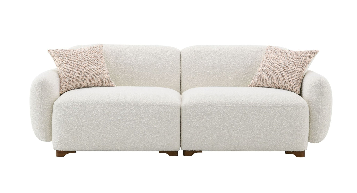 Darius Beige Boucle Sofa with 2 Toss Pillows - 1st Choice Furniture Direct