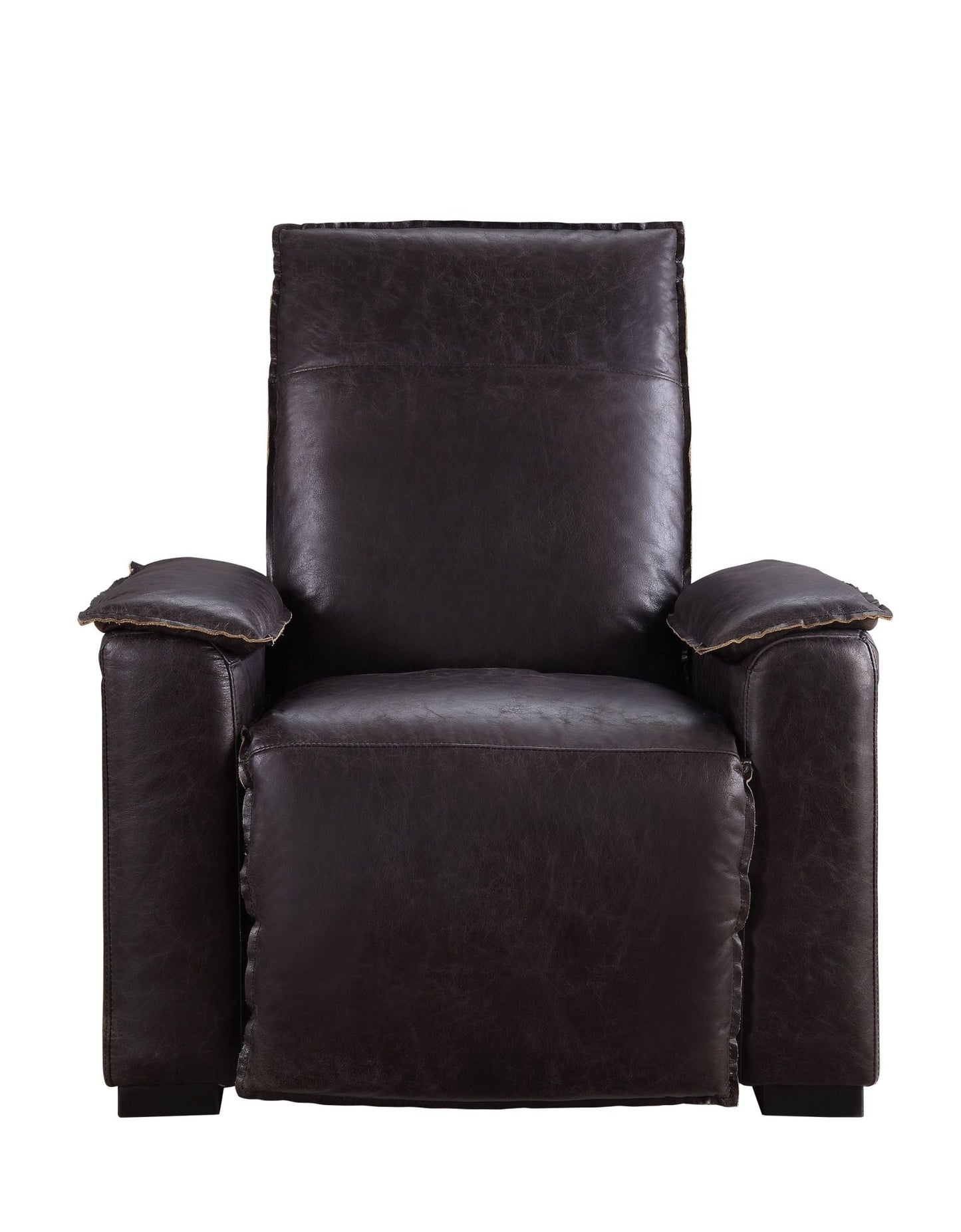 Dark Brown Leather Recliner Chair with Pillow Top Arms - 1st Choice Furniture Direct