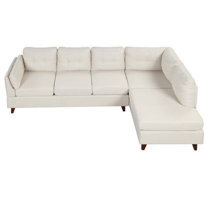 1st Choice Linen Fabric Sofa L Shape Couch with Chaise Lounge in Beige