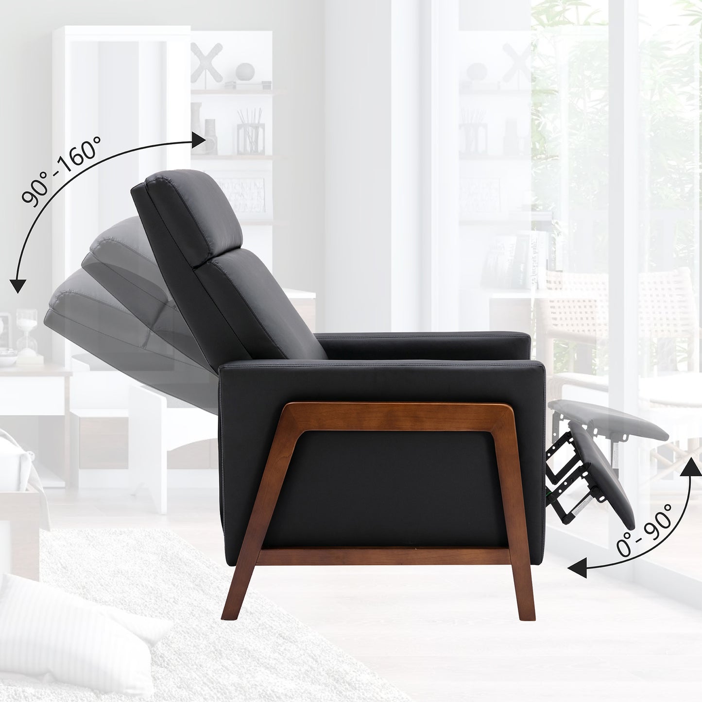 1st Choice Wood-Framed PU Leather Recliner Adjustable  Home Chair