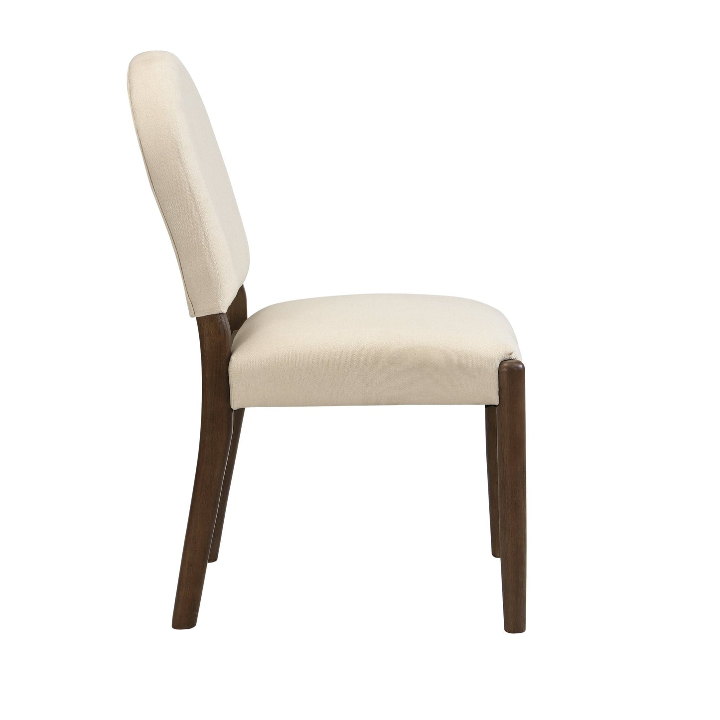 Dining Chairs with Back Mid Century Fabric Upholstered Armless Dining Room Side Chairs Set of 2 - Walnut+Beige - 1st Choice Furniture Direct