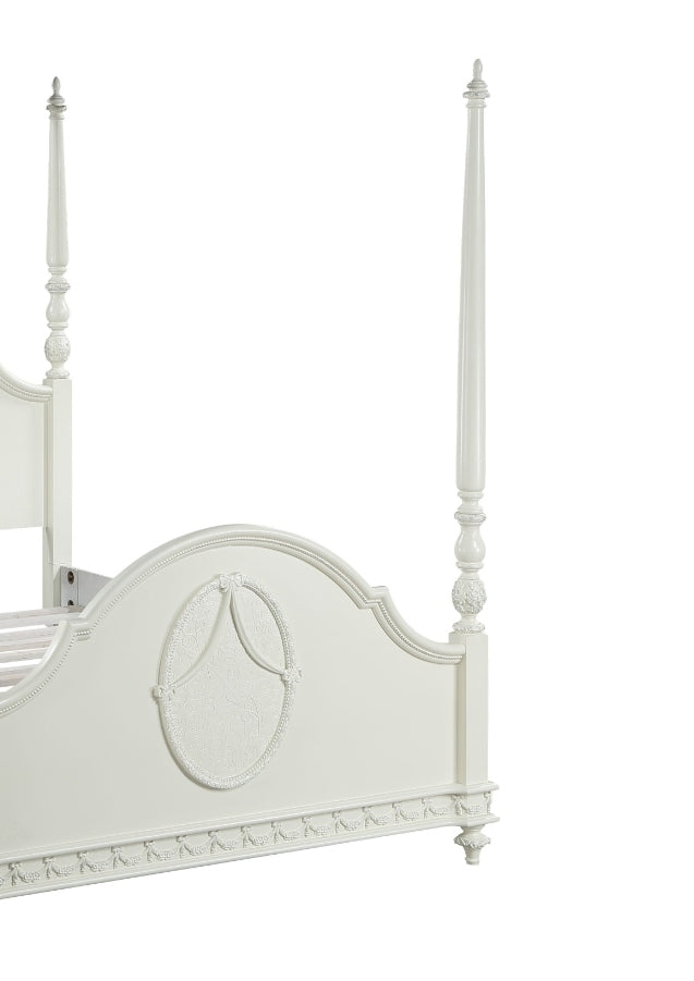 Dorothy Ivory Finish Twin Post Bed (Canopy Not Included, Trundle Not Included) - 1st Choice Furniture Direct