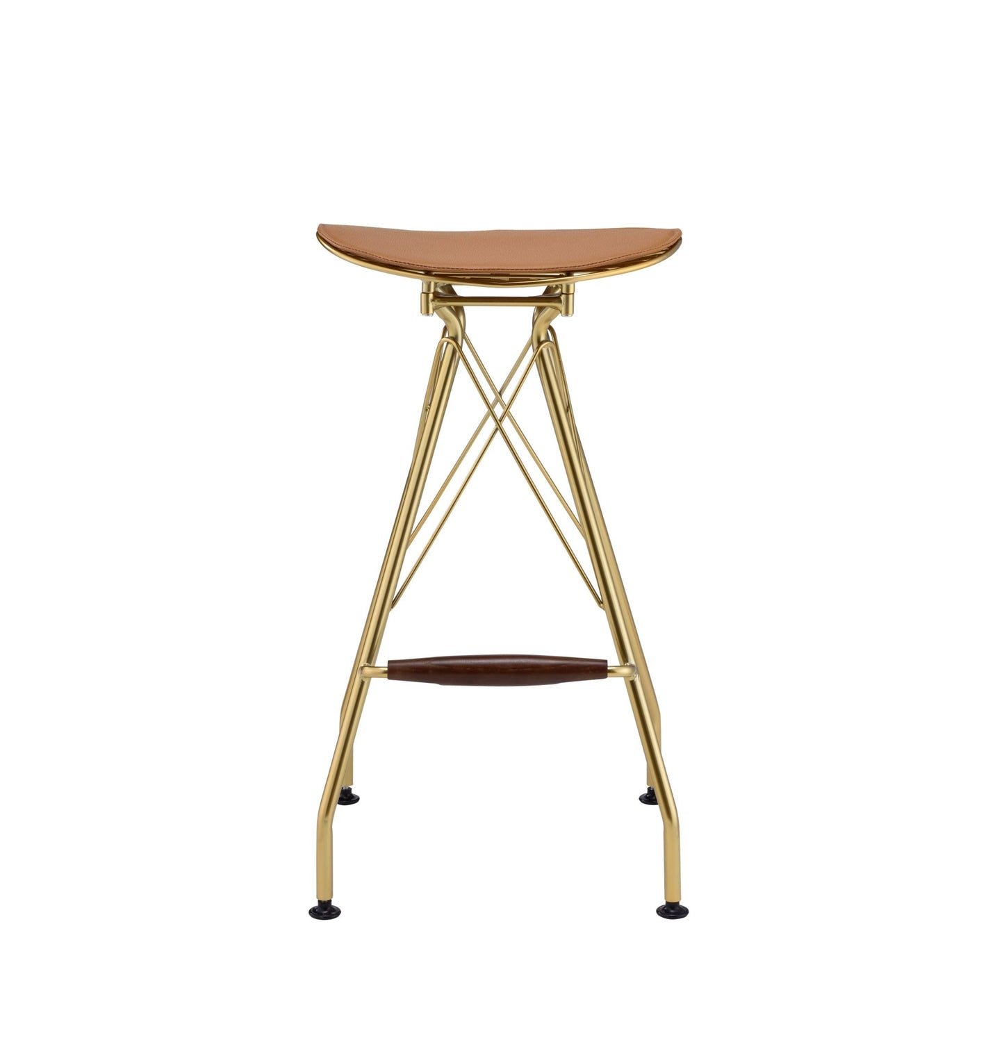 Dragea Whiskey Synthetic Leather & Gold Finish Bar Stool (Set of 2) - 1st Choice Furniture Direct