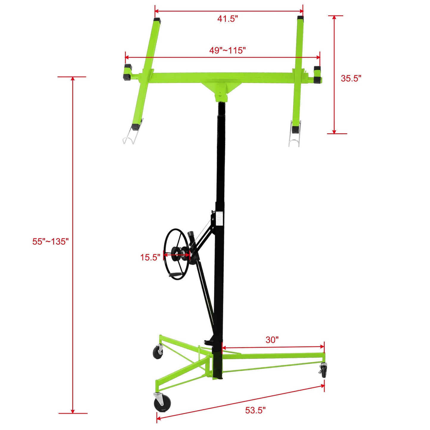 Drywall Lift Panel 11' Lift Drywall Panel Hoist Jack Lifter,GREEN+BLACK - 1st Choice Furniture Direct