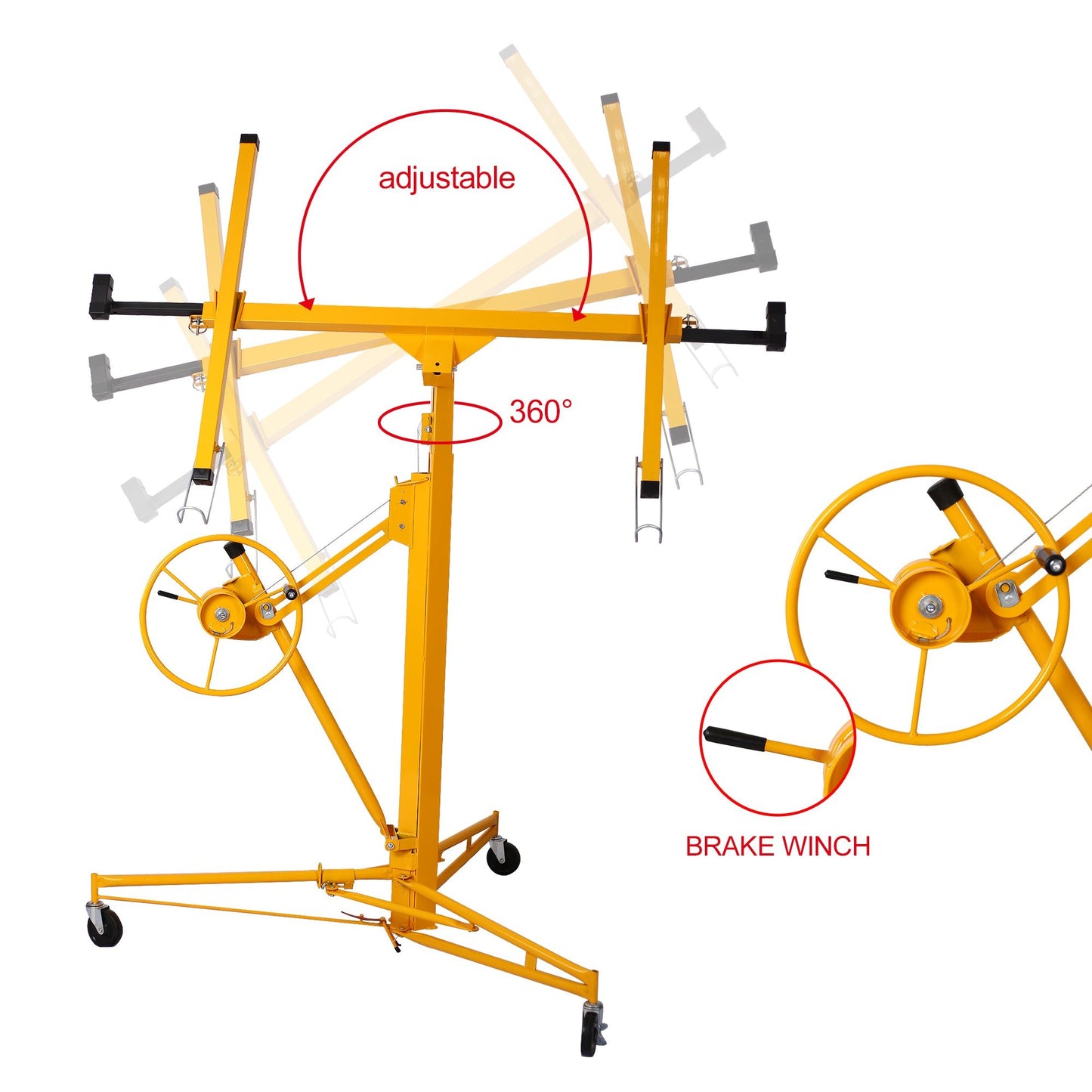 Drywall Panel hoist Drywall Lift Rolling Panel Hoist Jack Lifter 16ft yellow color - 1st Choice Furniture Direct