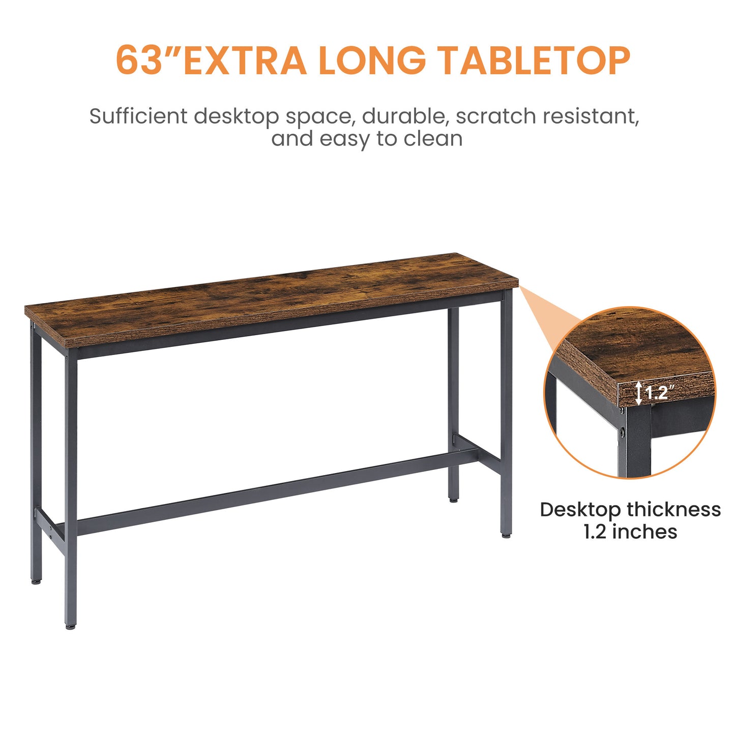 1st Choice Modern Long Bar Table Set w/ 3 PU Upholstered Bar Stools