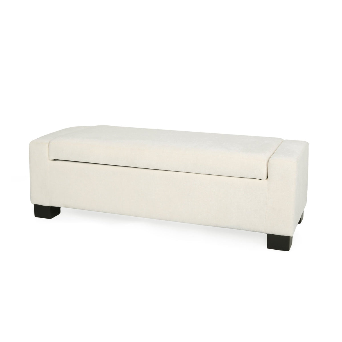 Elegant 50' Ottoman Bench with Textured Fabric, Hinged Lid for Seating and Storage, White - 1st Choice Furniture Direct