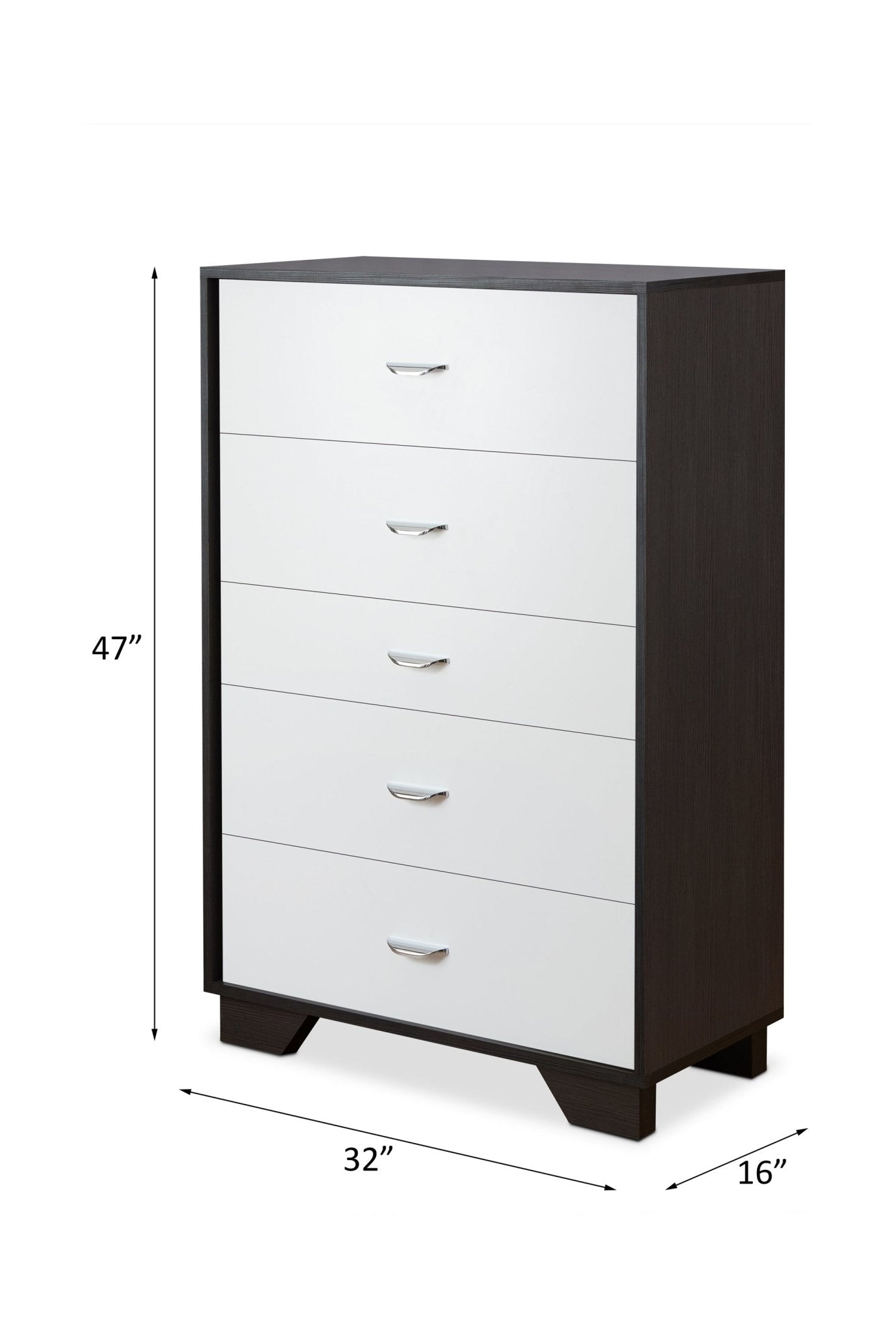 Espresso & White 5-Drawer Chest with Metal Legs - 1st Choice Furniture Direct