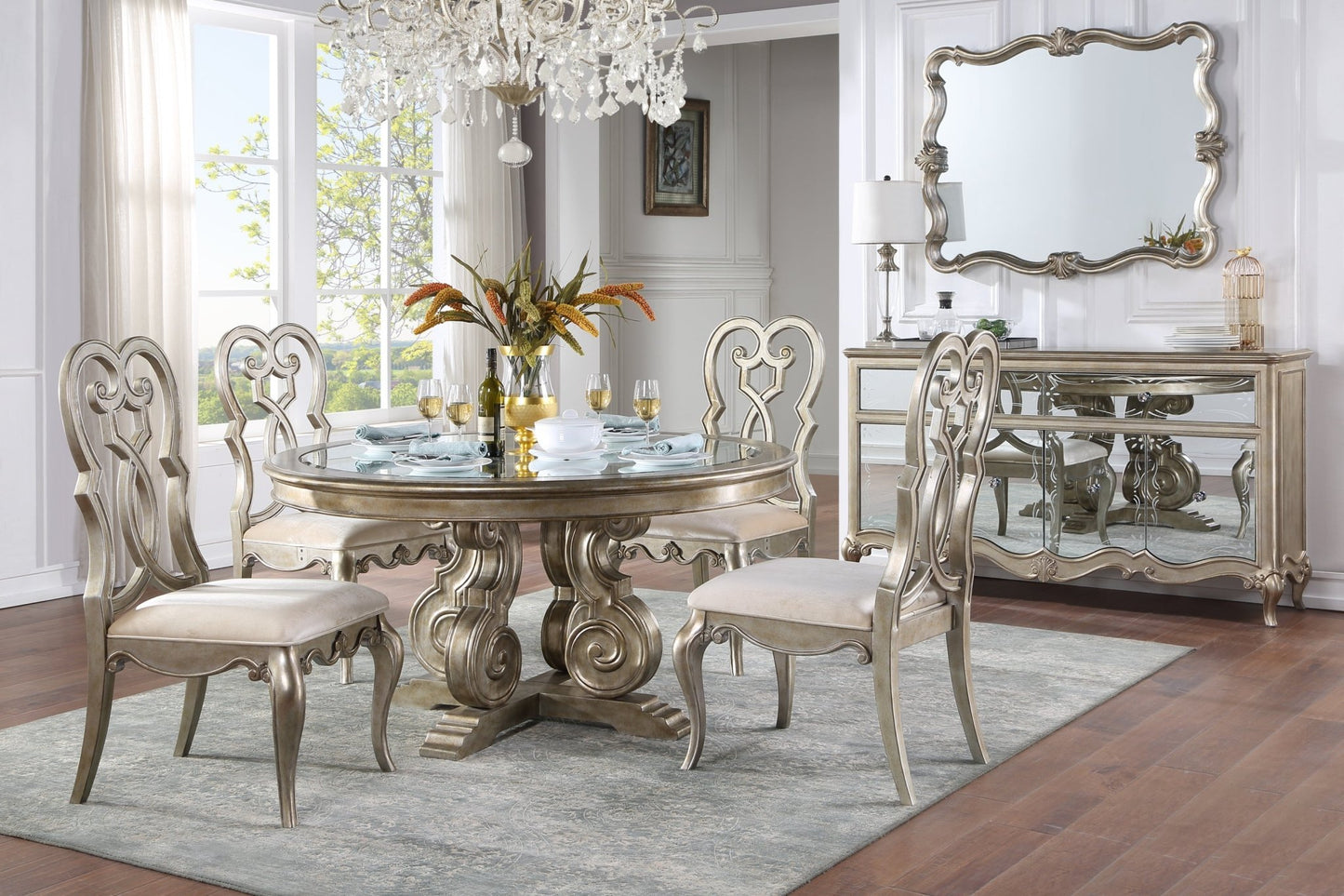 Esteban Antique Champagne Finish Side Chair(Set of 2) - 1st Choice Furniture Direct