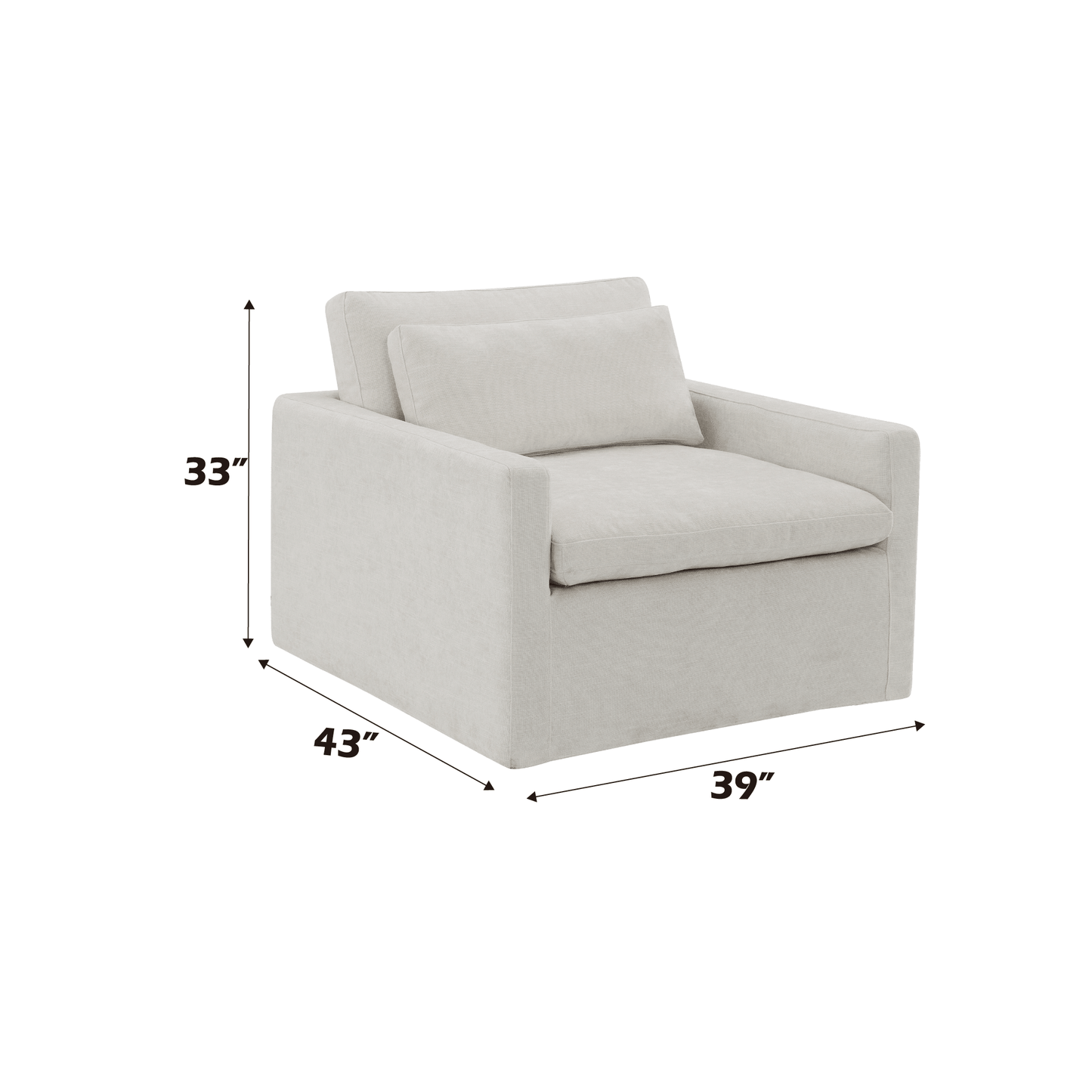 Frederick Ivory Fabric Swivel Chair w/Pillow - 1st Choice Furniture Direct