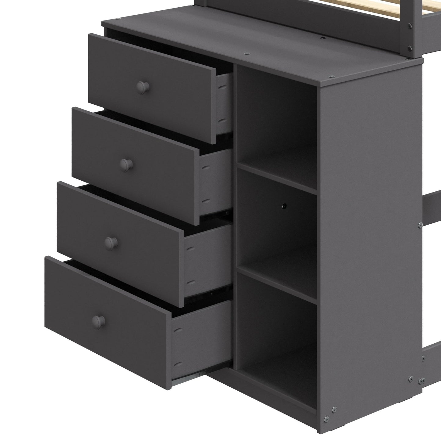 Gaston Gray Finish Twin/Twin Bunk Bed W/4 Drawers & 3 Compartments - 1st Choice Furniture Direct