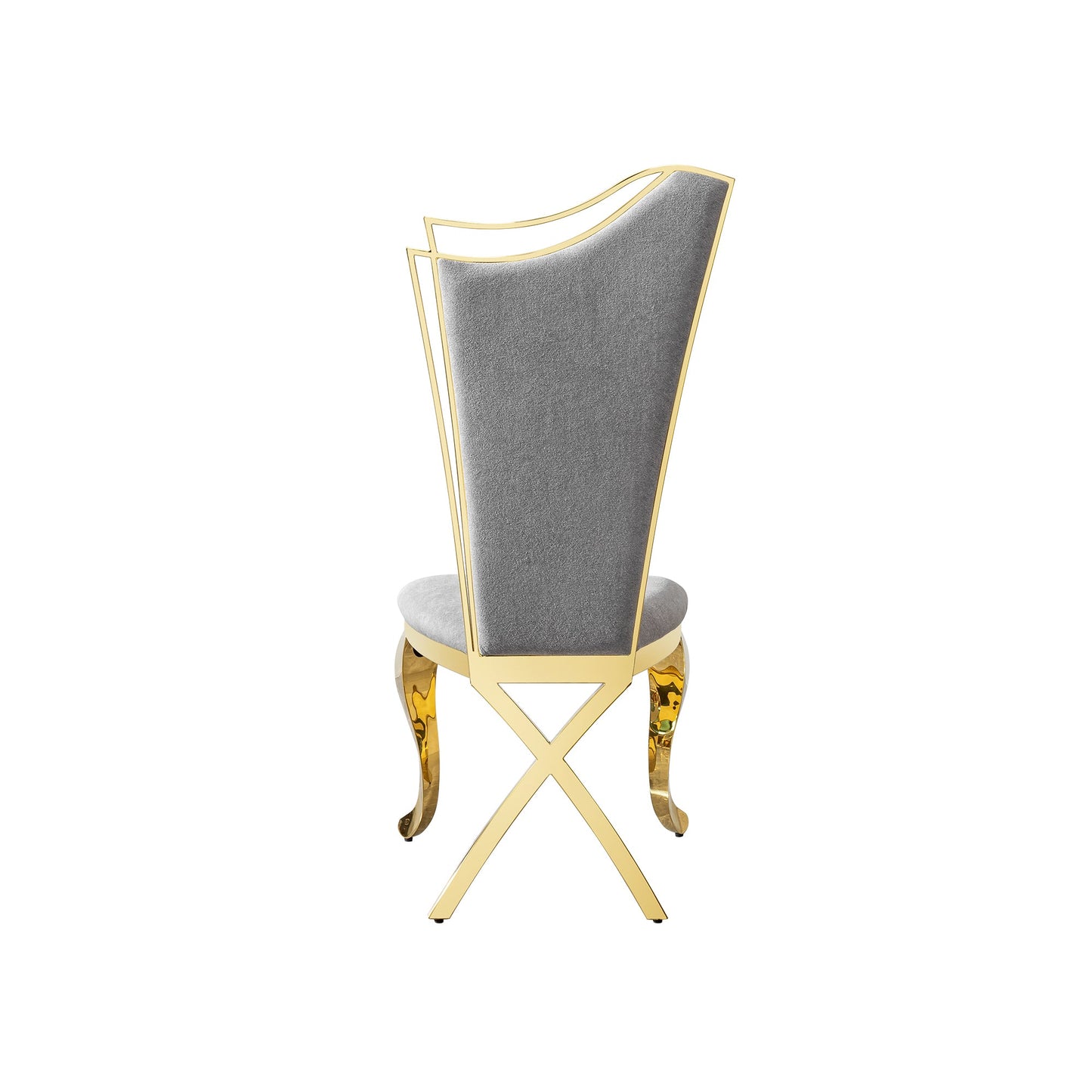Gold Stainless Steel Dining Chairs Set of 2 – Grey Velvet Upholstered Modern Contemporary Dining Room Chairs - 1st Choice Furniture Direct