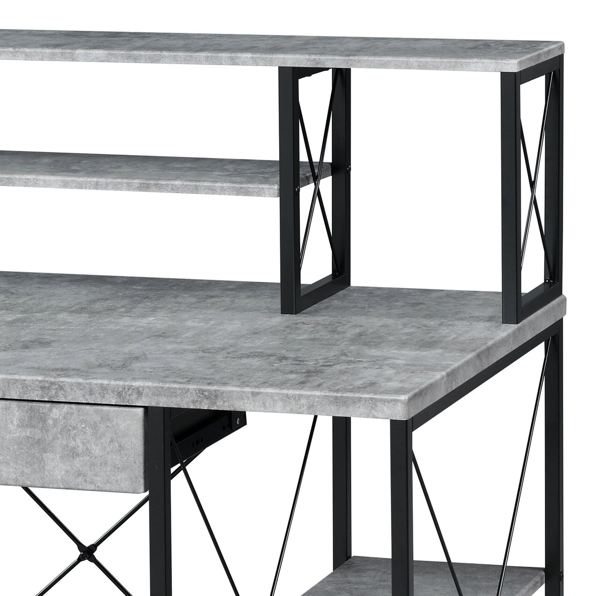 Gray Music Studio Desk with Storage Shelves - 1st Choice Furniture Direct