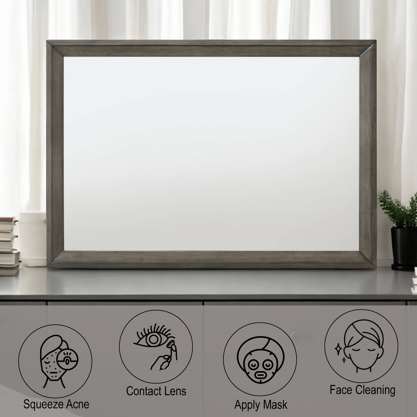 Gray & Oak Framed Landscape Wall Mirror - 1st Choice Furniture Direct