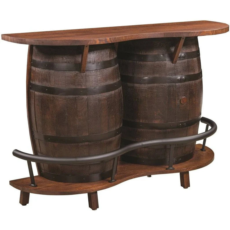 Hand Built Whiskey Barrel Bar, White Oak Top, Kentucky Bourbon Barrel