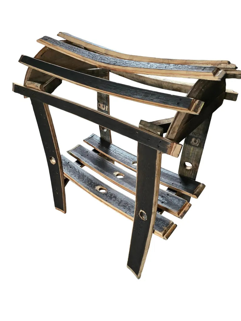 Whiskey Barrel Stave Saddle Stand | Handcrafted Rustic Western Saddle Rack with Shelf