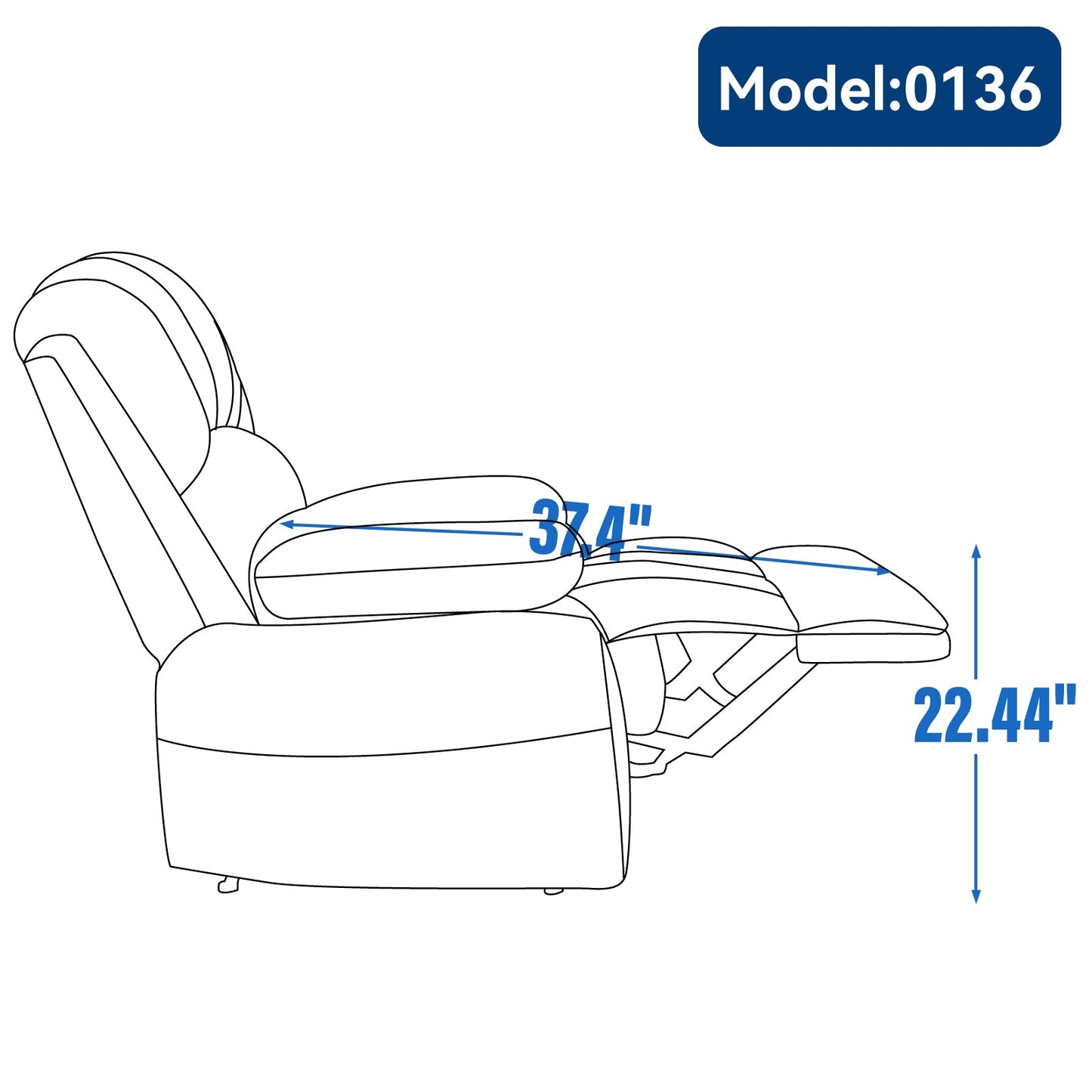 Large Manual Recliner Chair in Fabric for Living Room, Grey - 1st Choice Furniture Direct