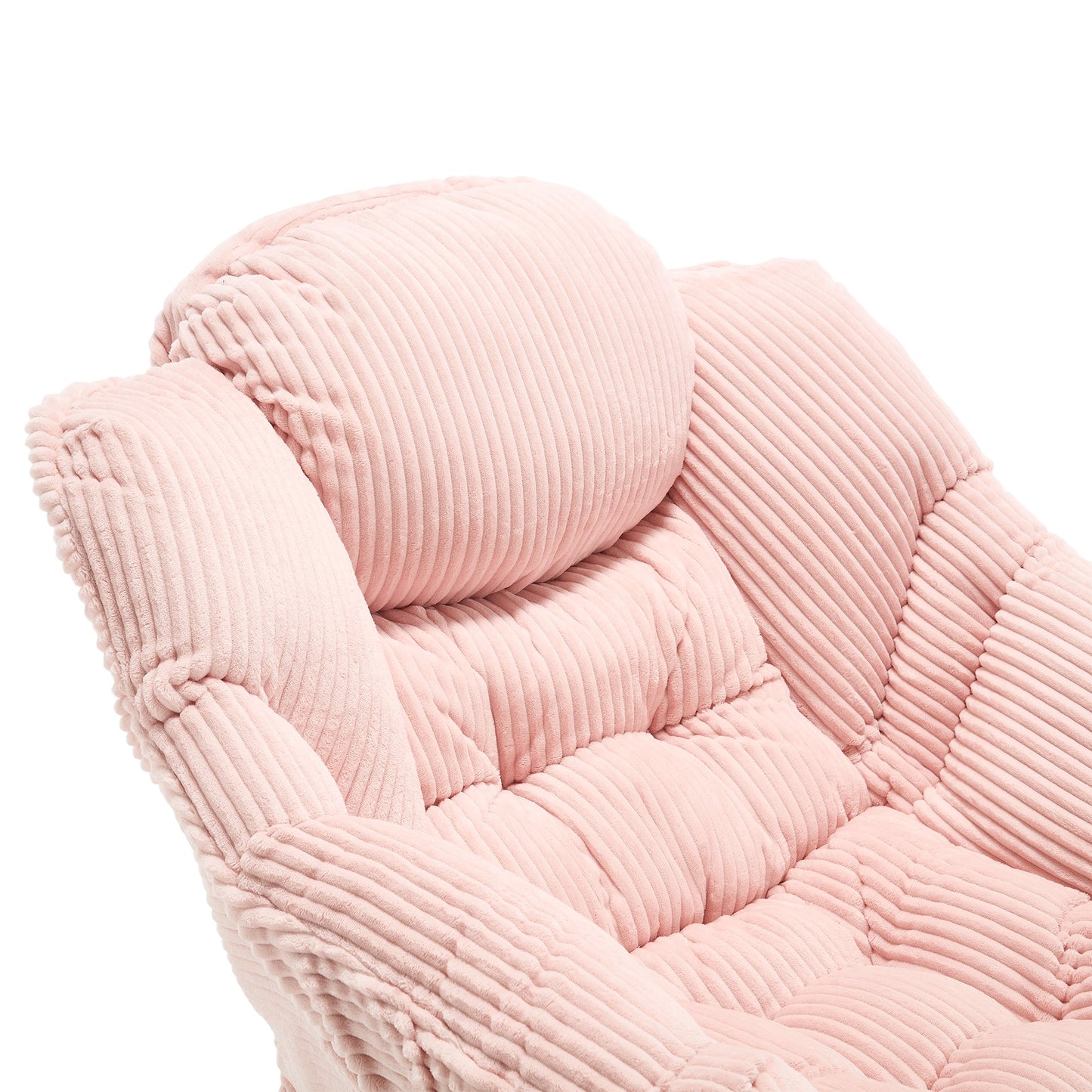 Lazy Chair with Ottoman, Modern Lounge Accent Chair with Armrests and a Side Pocket, Leisure Upholstered Sofa Chair Reading Chair with Footrest for Small Space, Corner Chair - Pink - 1st Choice Furniture Direct