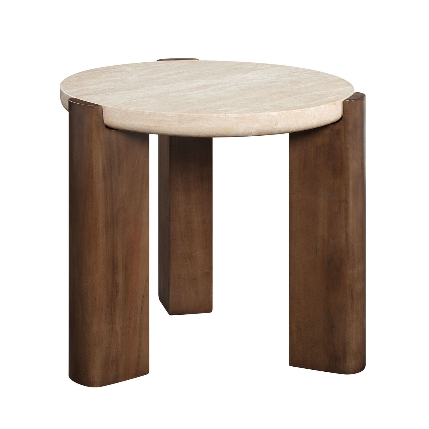 Leonardo Travertine Top & Dark Oak End Table - 1st Choice Furniture Direct