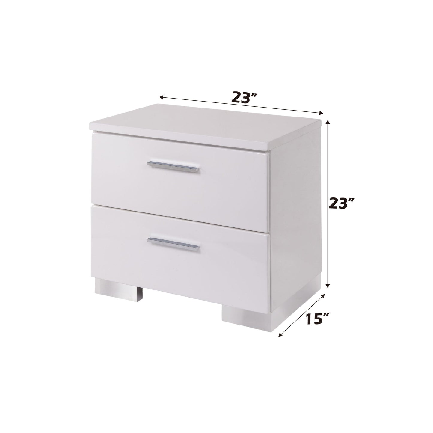 Lorimar White & Chrome Leg Finish Nightstand - 1st Choice Furniture Direct