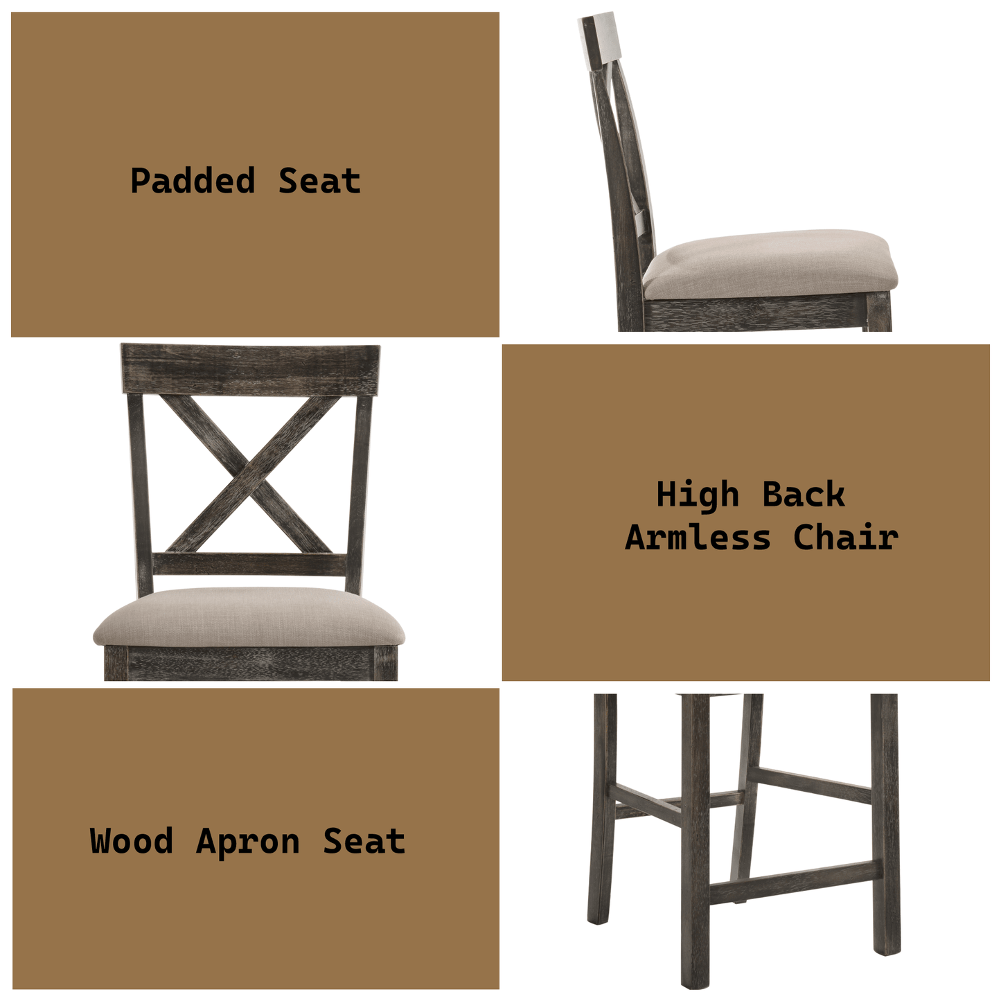 Martha II Tan Linen & Weathered Gray Finish Counter Height Chair (Set of 2) - 1st Choice Furniture Direct