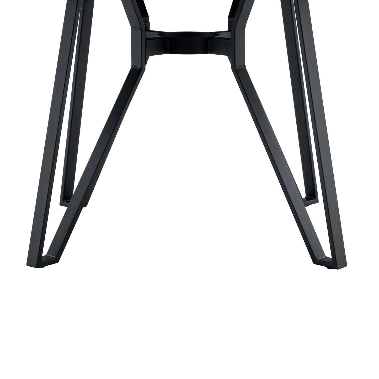 Mid - Century Modern Round Dining Table with Metal Legs and Shelf, Brown MDF, 46.85 inches - 1st Choice Furniture Direct